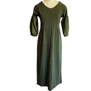 Kweejibo Cindy Cho Dress size Medium Midi Green‎ Rayon Lagenlook Boho Minimalist